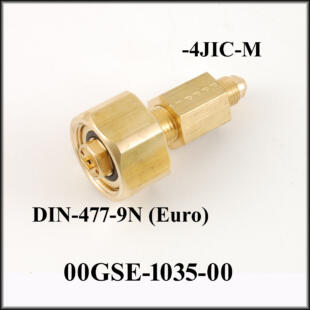 Transfill Adapter, -4 JIC (Male) to DIN 477-9 (Euro)