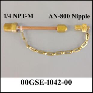Transfill Adapter, 1/4 NPT-Male to AN-800 Nipple, 3-in.