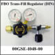 Non-Venting (DIN) Transfill Regulator with Gauges and Valve